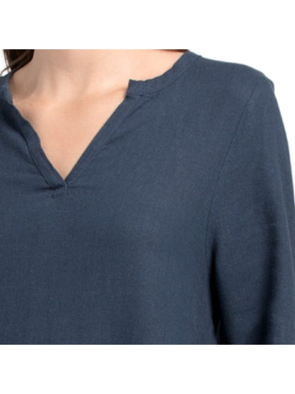 4 OUR DREAMERS Linen Blend Long Sleeve Mini Dress With Pintuck Pleats - Picture 3 of 4